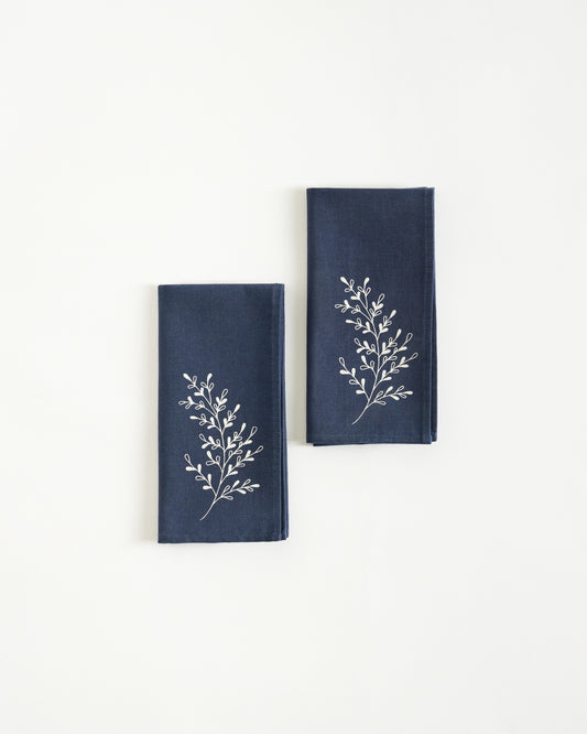 Foliage Napkins, Navy Blue ( Set of 2 )