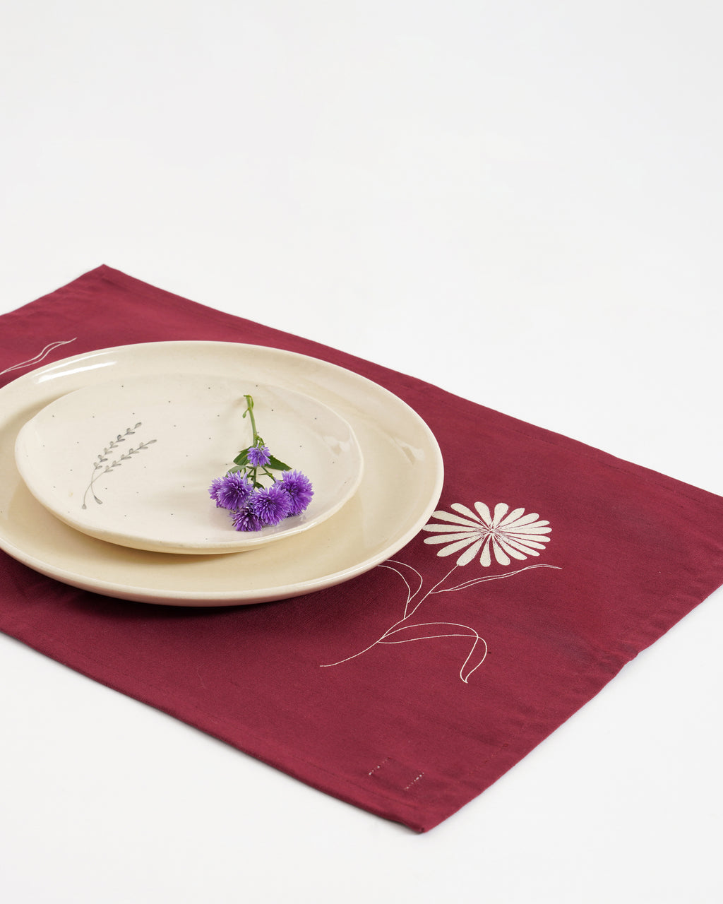 Gardenia Tablemats, Maroon  ( Set of 4 )