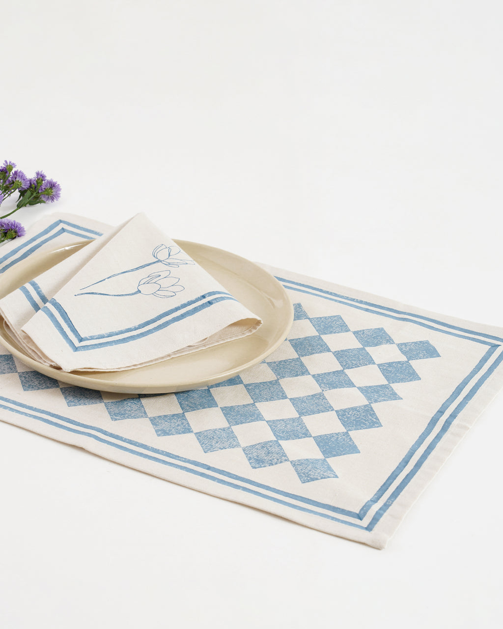 Chessboard Tablemats ,Ocean Blue ( Set of 2)