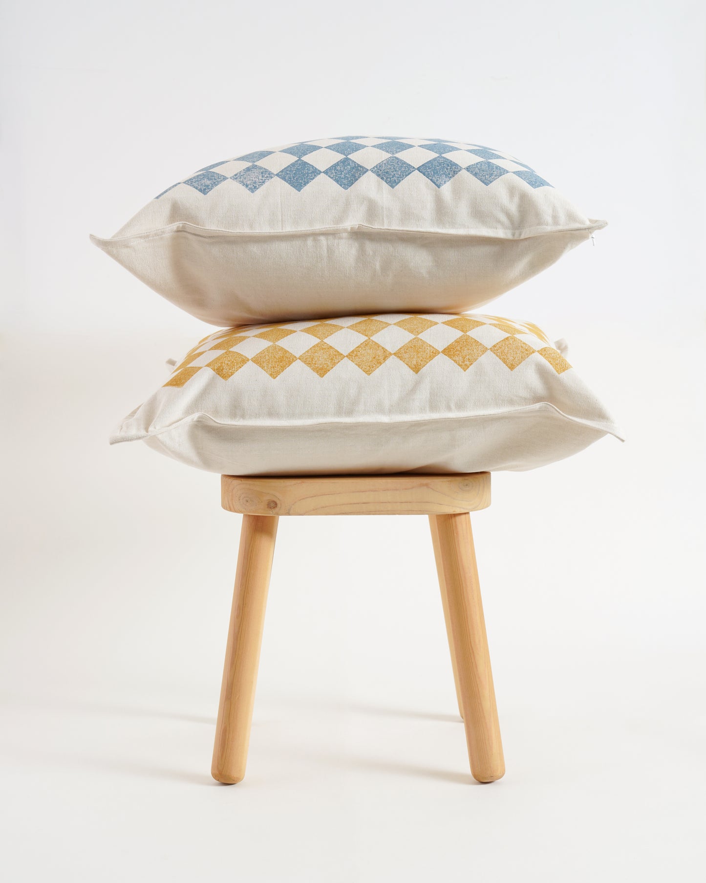 Chessboard Cushion Cover, Corn Yellow (18” X 18”)