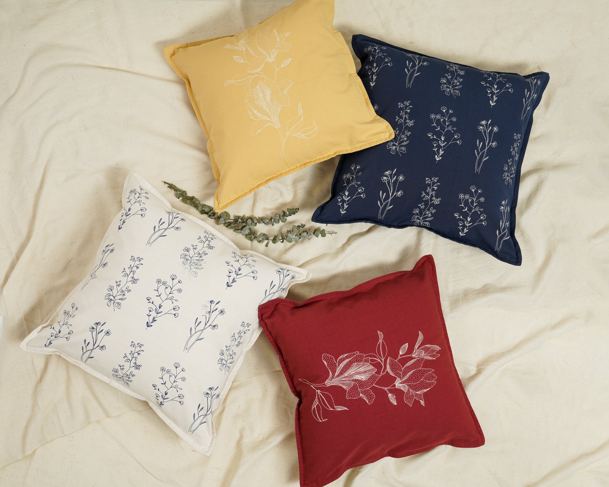 Magnolia Cushion Cover, Yellow (16” X 16”)
