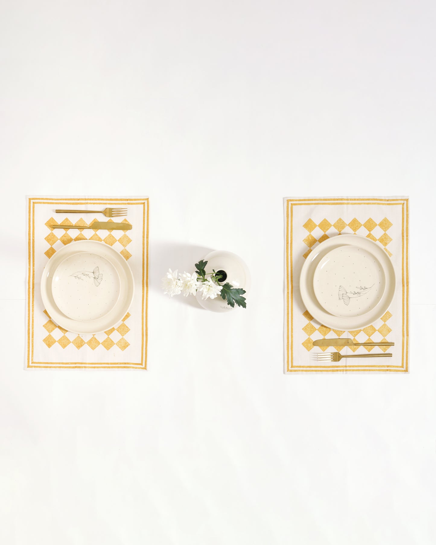 Chessboard Tablemats ,Corn Yellow ( Set of 2 )