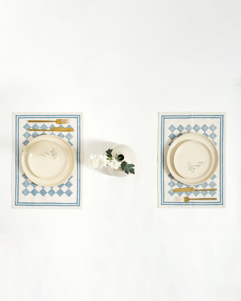 Chessboard Tablemats ,Ocean Blue ( Set of 2)
