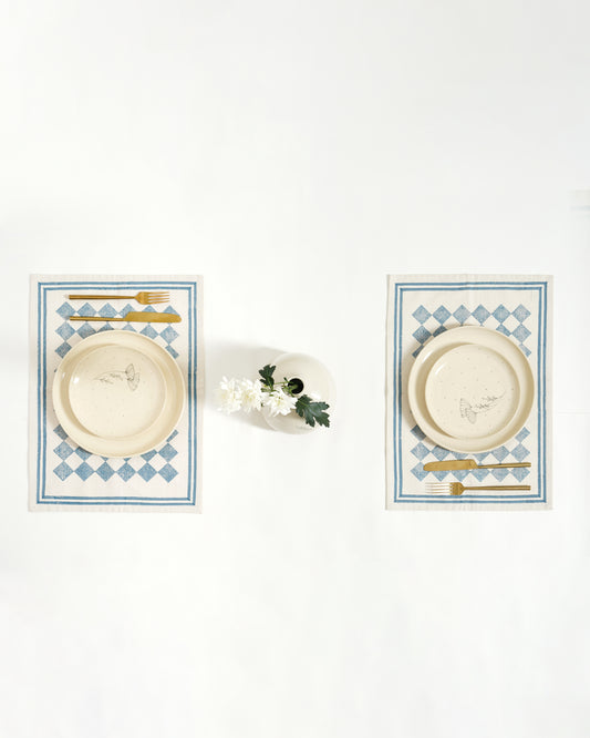Chessboard Tablemats ,Ocean Blue ( Set of 4)