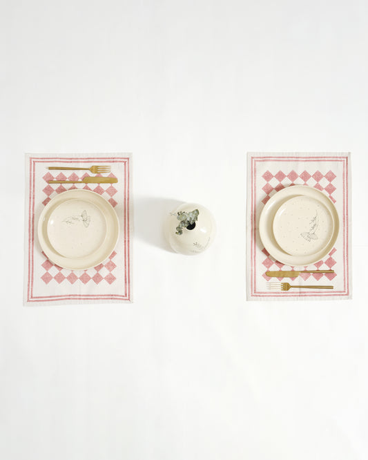 Chessboard Tablemats ,Rose Pink ( Set of 4 )