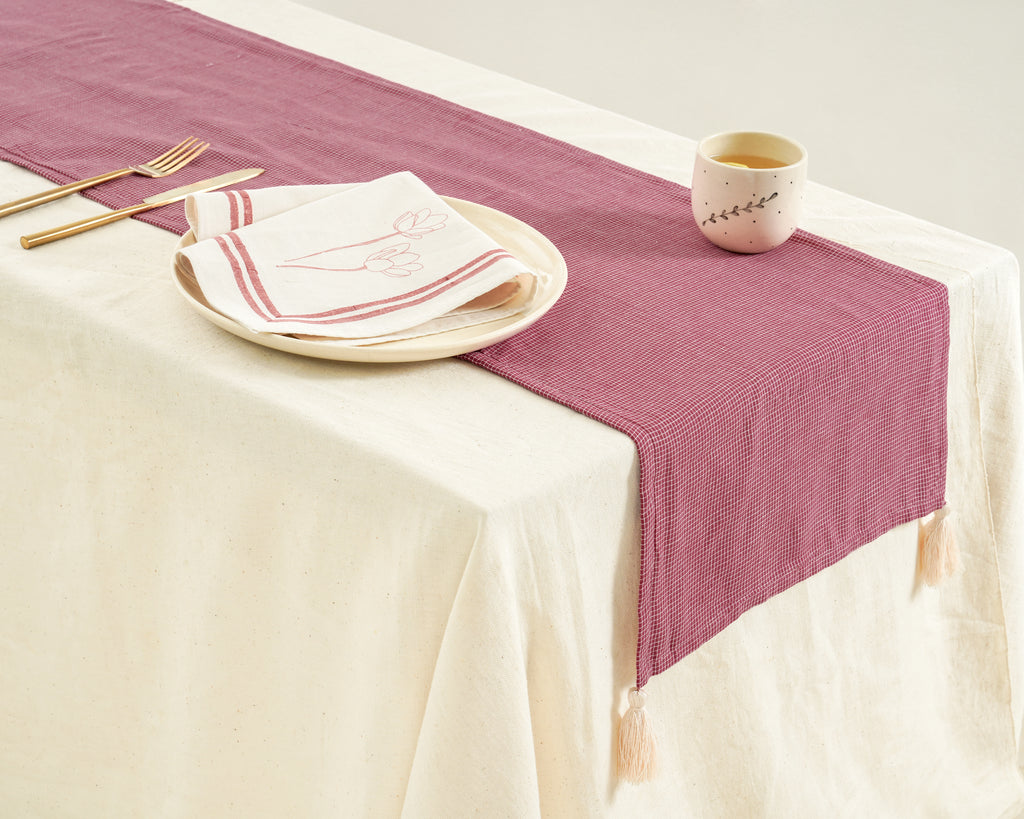 Checkered Tablerunner, Pink