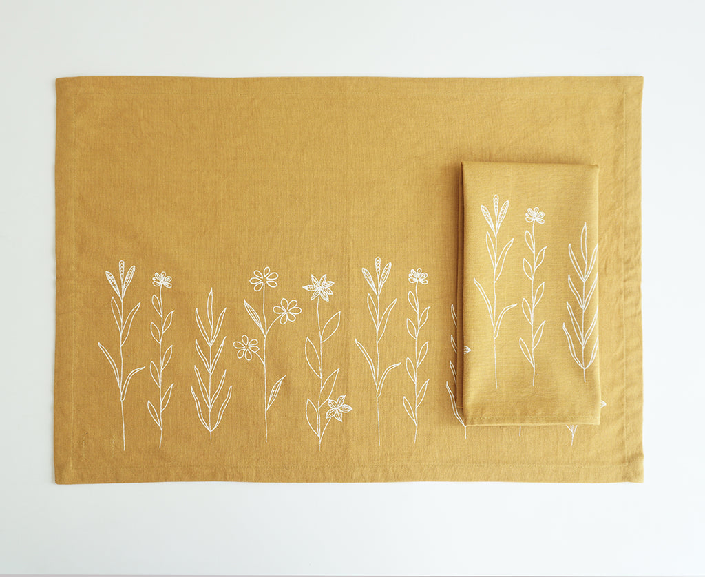Wildflower Tablemats, Mustard ( Set of 2 )