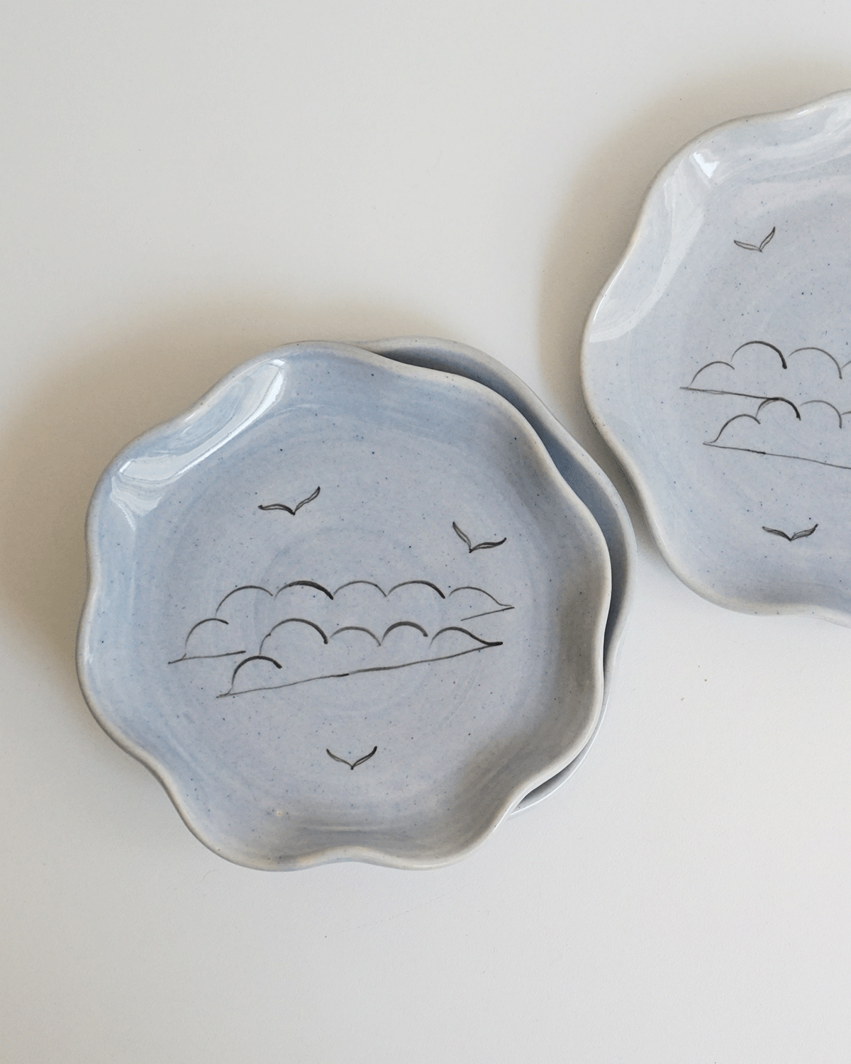 Megh Ruffle Plates, Sky Blue (Set of 2)