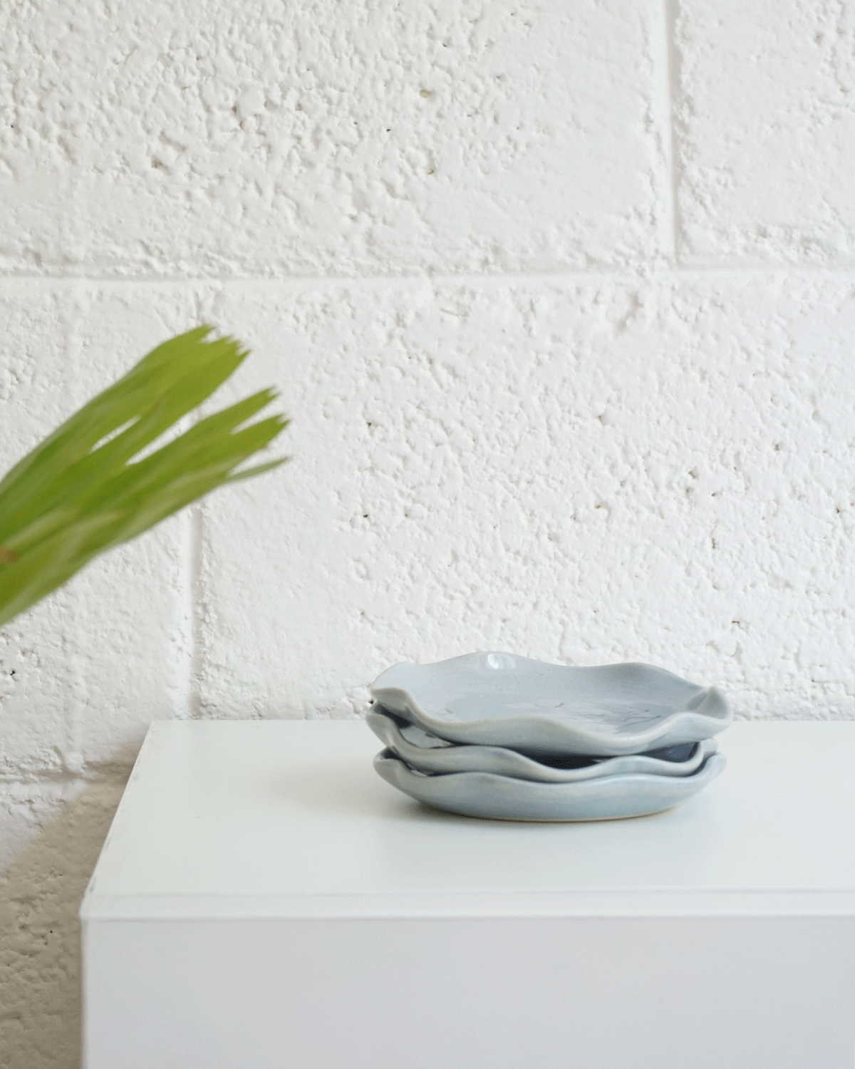 Megh Ruffle Plates, Sky Blue (Set of 2)