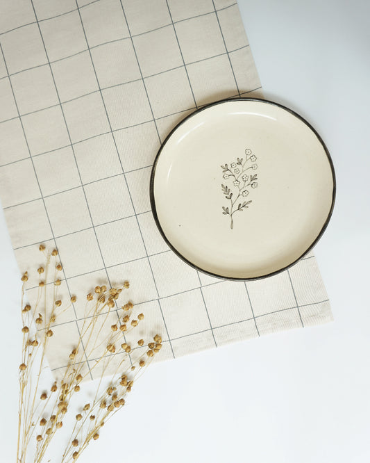 Check Table Runner, off white
