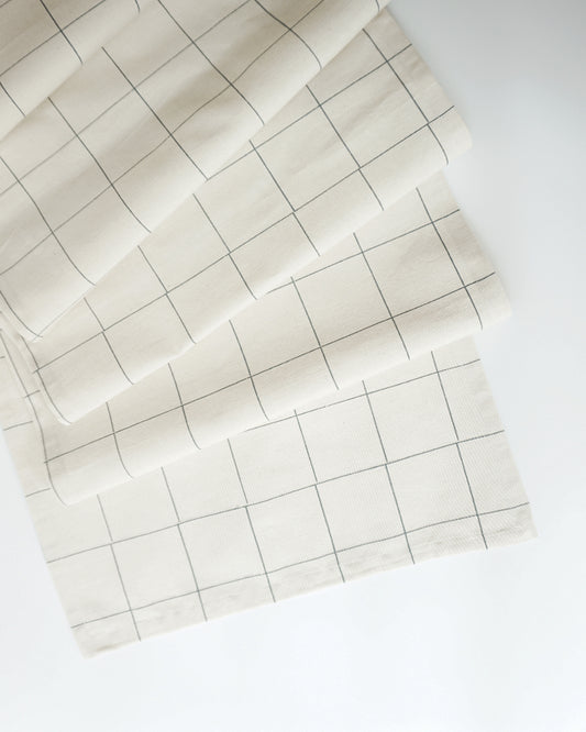 Check Table Runner, off white