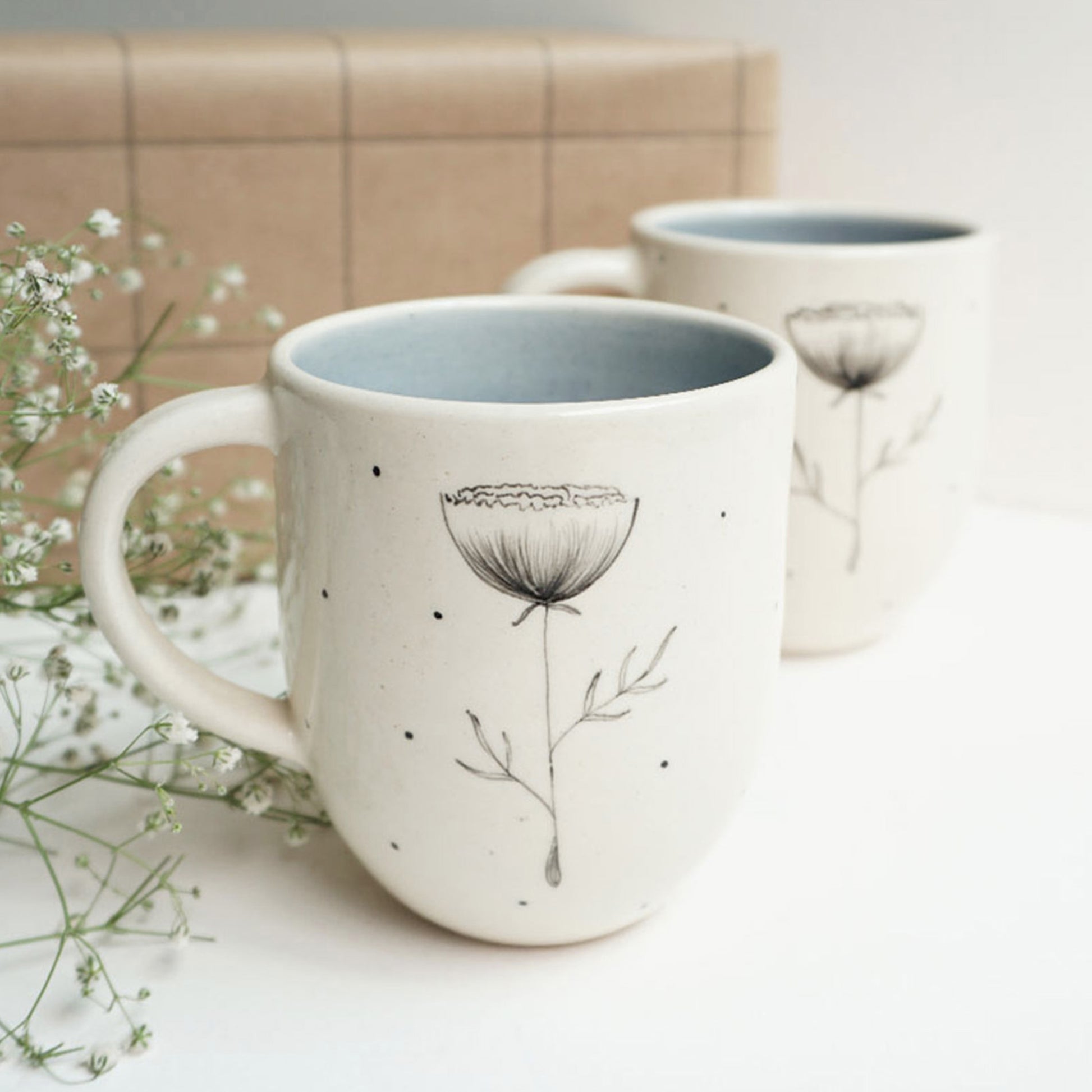 Carnations Coffee Mugs ( Set of 2 )