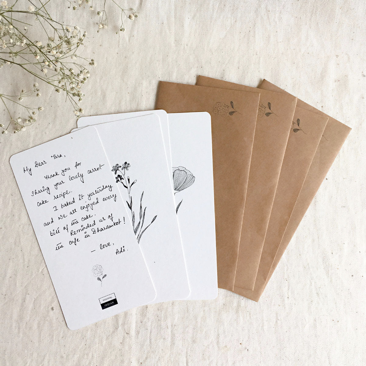 Set of 4 Note Cards (4 Cards, 4 Envelopes)