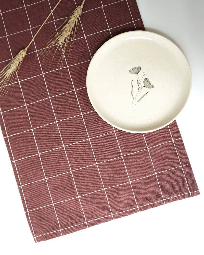 Check Table Runner, Dry Rose