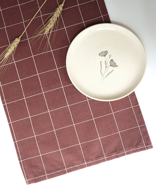 Check Table Runner, Dry Rose