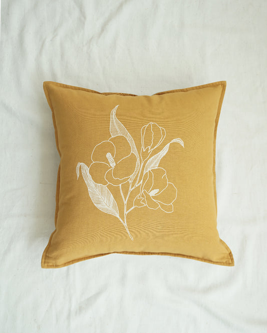 Frangipani Cushion Cover, Yellow (18" X 18")
